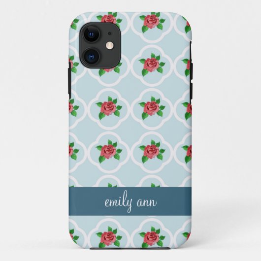 Roos en Quatrefoil iPhone4 Hoesje (Achterkant)
