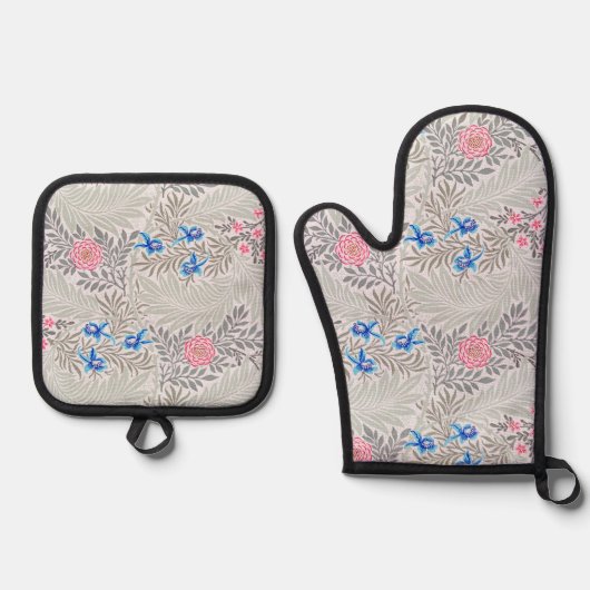 Roos en Ridderspoor, William Morris Ovenwant & Pannenlap Set (Voorkant)