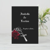 Roos en Rosary Gothic Wedding Kaart (Staand voorkant)