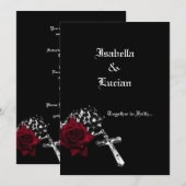 Roos en Rosary Gothic Wedding Kaart (Voorkant / Achterkant)
