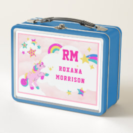 ROOS EN ROZE EN GEVLEUGELDE EENHOORN LUNCH BLAUW