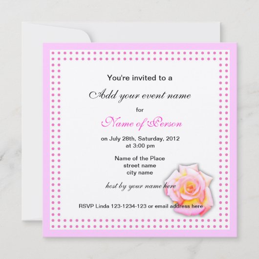 roos en roze stippen alle feestuitnodiging kaart (Voorkant)
