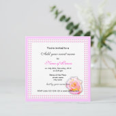 roos en roze stippen alle feestuitnodiging kaart (Staand voorkant)