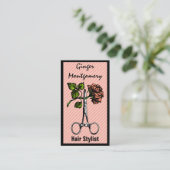 Roos- en schaar-haar-Visitekaartje Afsprakenkaartje (Staand voorkant)