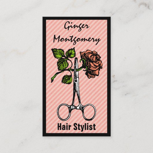 Roos- en schaar-haar-Visitekaartje Afsprakenkaartje (Voorkant)