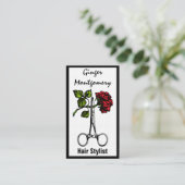 Roos- en schaar-haar-Visitekaartje Afsprakenkaartje (Staand voorkant)