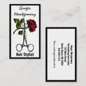 Roos- en schaar-haar-Visitekaartje Afsprakenkaartje (Voorkant / Achterkant)