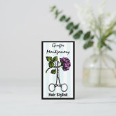 Roos- en schaar-haar-Visitekaartje Afsprakenkaartje (Staand voorkant)