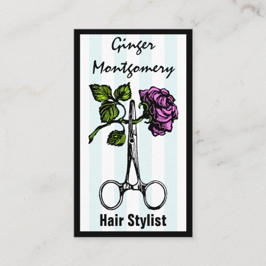 Roos- en schaar-haar-Visitekaartje Afsprakenkaartje (Voorkant)