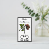 Roos- en schaar-haar-Visitekaartje Afsprakenkaartje (Staand voorkant)