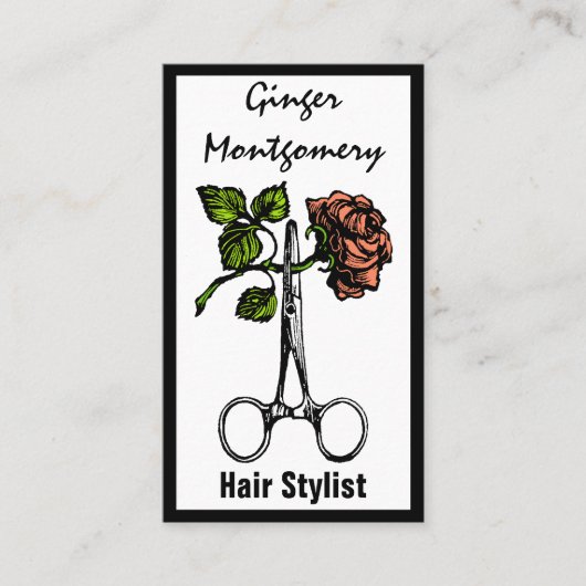Roos- en schaar-haar-Visitekaartje Afsprakenkaartje (Voorkant)