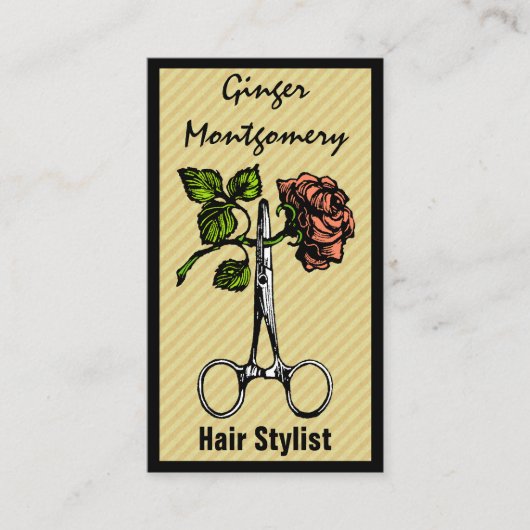 Roos- en schaar-haar-Visitekaartje Afsprakenkaartje (Voorkant)