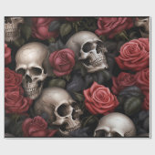 Roos en schedel cadeaupapier (Vlak)