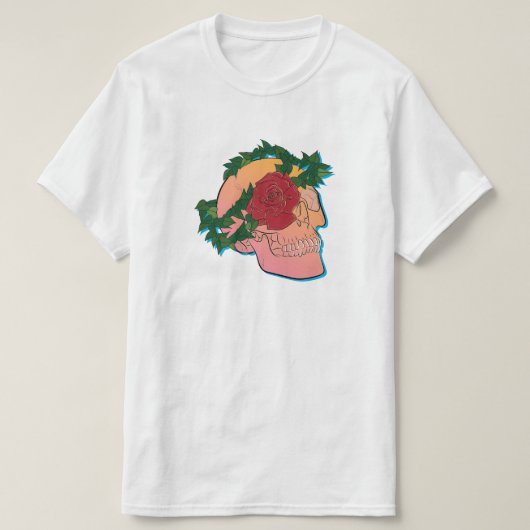 Roos en schedel t-shirt (Design voorkant)