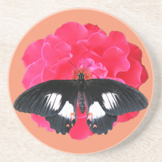 Roos en slibstaart zandsteen onderzetter