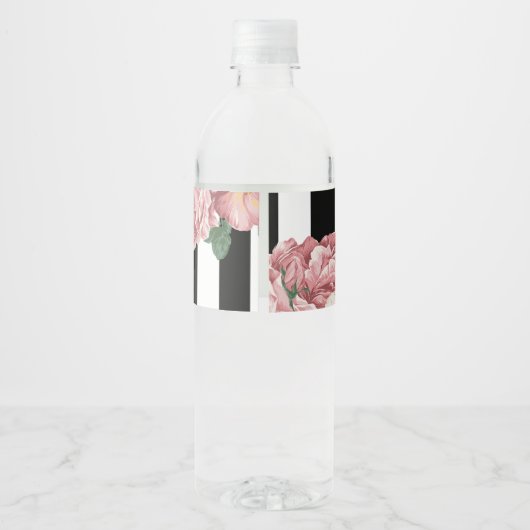  Roos en strepen Waterfles Etiket (Achterkant)