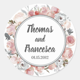 Roos en Thistle Waterverf Bloemen Bruiloft Sticker