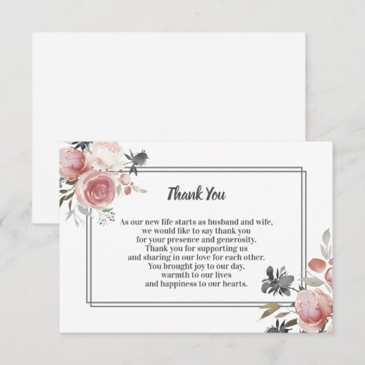Roos en Thistle Waterverf Wedding Hartelijk dank Bedankkaart (Voorkant / Achterkant)