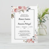 Roos en Thistle Waterverf Wedding Invitation Kaart (Staand voorkant)