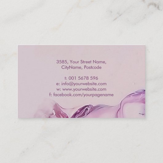Roos en violet Abstract acrylzuur Visitekaartje (Achterkant)