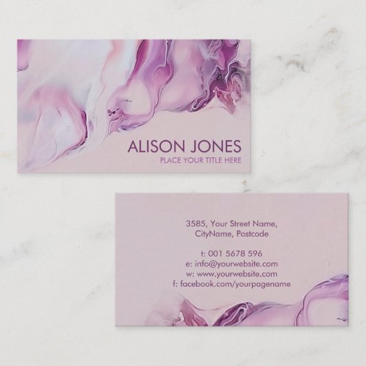 Roos en violet Abstract acrylzuur Visitekaartje (Voorkant / Achterkant)