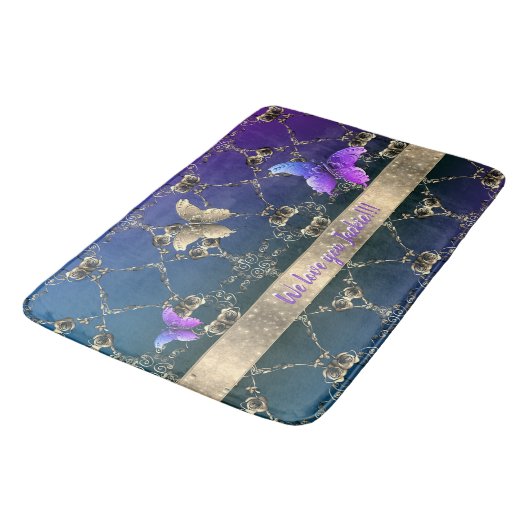 Roos en Vlinder Badmat w/Text (Gekanteld)