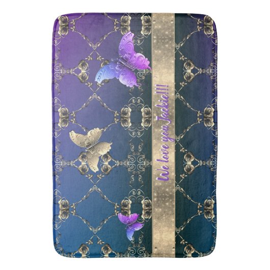 Roos en Vlinder Badmat w/Text (Voorkant Verticaal)