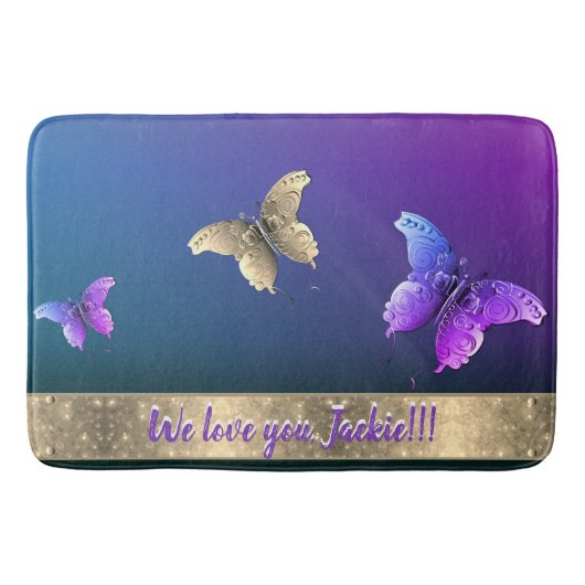 Roos en vlinder badmat w/Text (Voorkant)