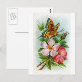 Roos en vlinder briefkaart (Voorkant / Achterkant)