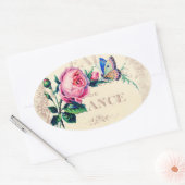 Roos en vlinder op het etiket van antiek franse pa (Envelop)