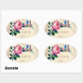 Roos en vlinder op het etiket van antiek franse pa (Vel)