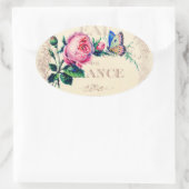 Roos en vlinder op het etiket van antiek franse pa (Tas)