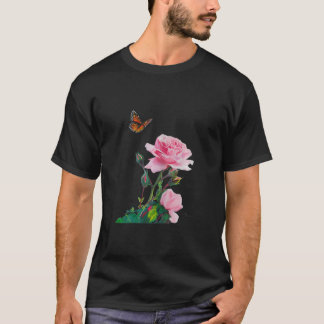 Roos en vlinder t-shirt