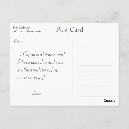 roos en vlinders gefeliciteerd briefkaart (Achterkant)