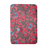 Roos en vlinders in rood en blauw badmat (Voorkant Verticaal)