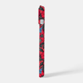 Roos en vlinders in rood en blauw iPhone 15 case (Linkerkant)