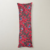 Roos en vlinders in rood en blauw lichaamskussen (Achterkant (Verticaal))