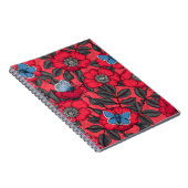 Roos en vlinders in rood en blauw notitieboek (Rechterzijde)