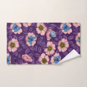 Roos en vlinders in roze en paarse bad handdoek (Handdoek)