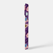 Roos en vlinders in roze en paarse iPhone 15 case (Linkerkant)