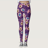 Roos en vlinders in roze en paarse leggings (Voorkant)