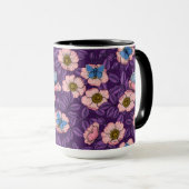 Roos en vlinders in roze en paarse mok (Voorkant rechts)