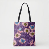 Roos en vlinders in roze en paarse tote bag (Voorkant)