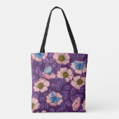 Roos en vlinders in roze en paarse tote bag (Achterkant)