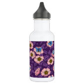 Roos en vlinders in roze en paarse waterfles  (Links)