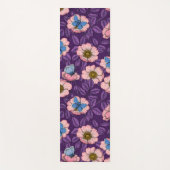 Roos en vlinders in roze en paarse yogamat (Voorkant)