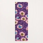 Roos en vlinders in roze en paarse yogamat (Achterkant)