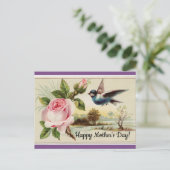 Roos en vogel Briefkaart (Staand voorkant)