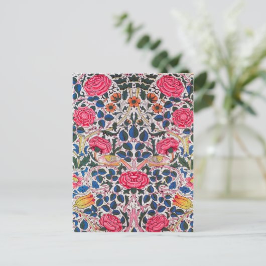 Roos en vogel, William Morris Briefkaart (Staand voorkant)