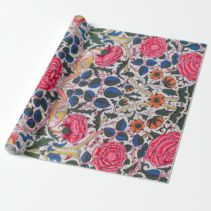 Roos en vogel, William Morris Cadeaupapier